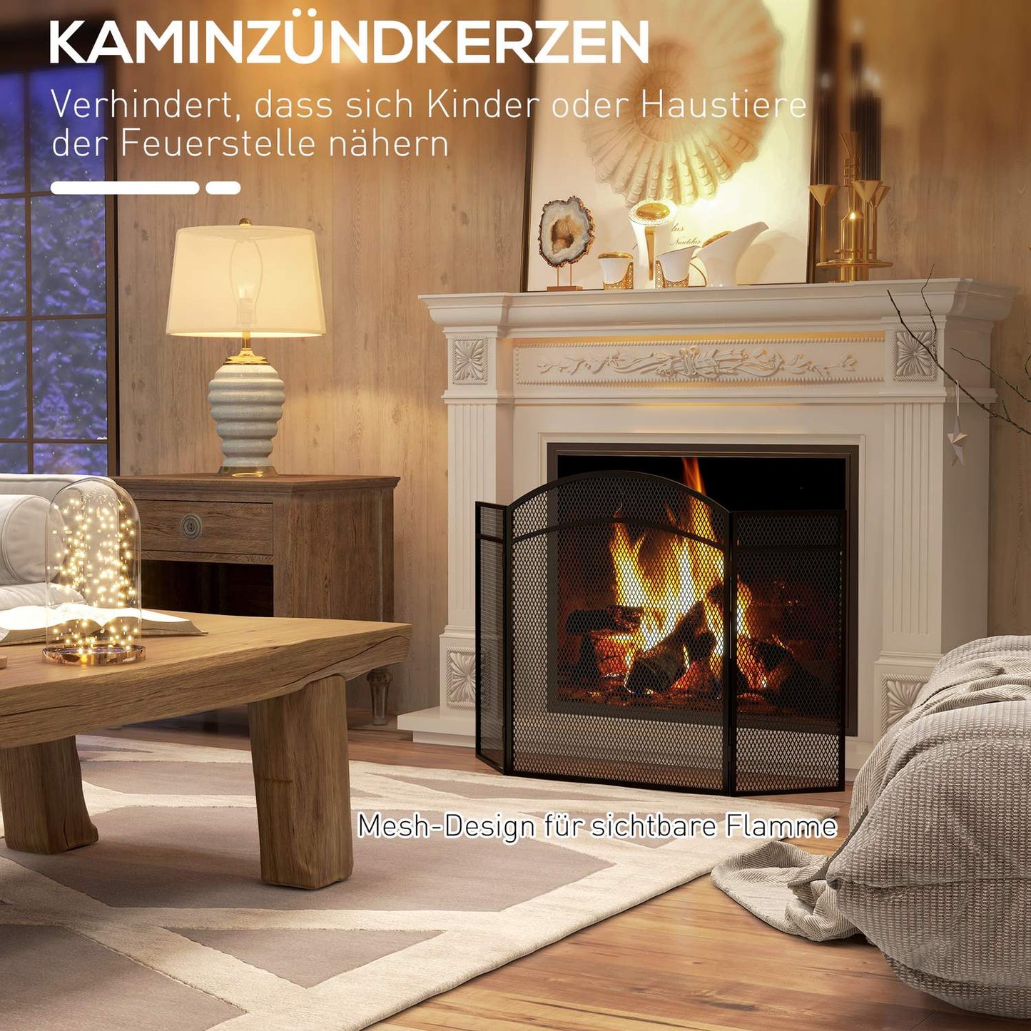 Fireplace Spark Guard, Foldable Metal Screen, 96 x 60 cm