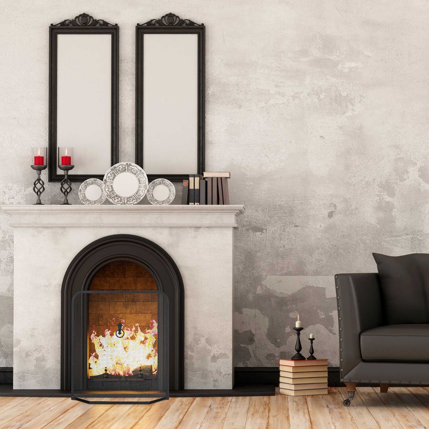 Spark protector for fireplace