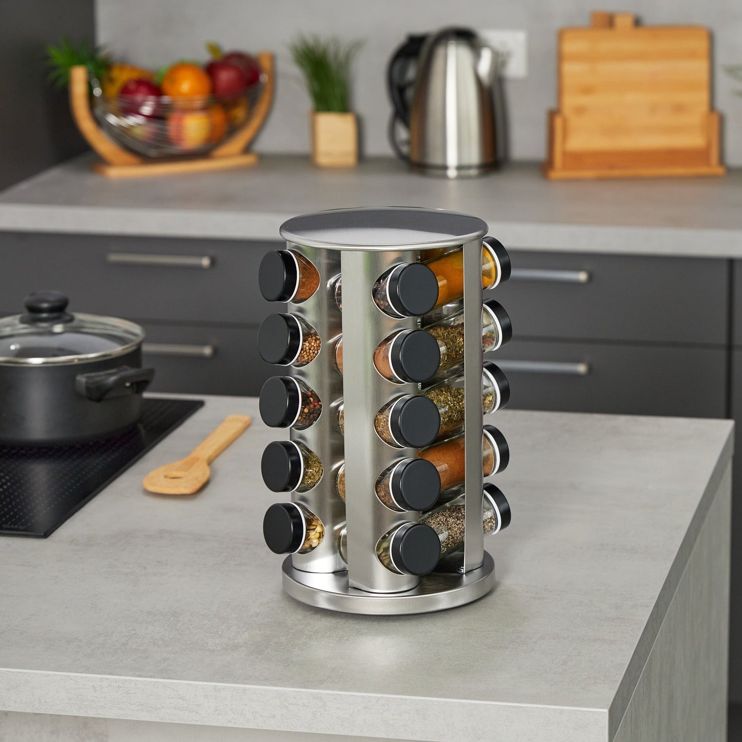 Spice carousel in stainless steel