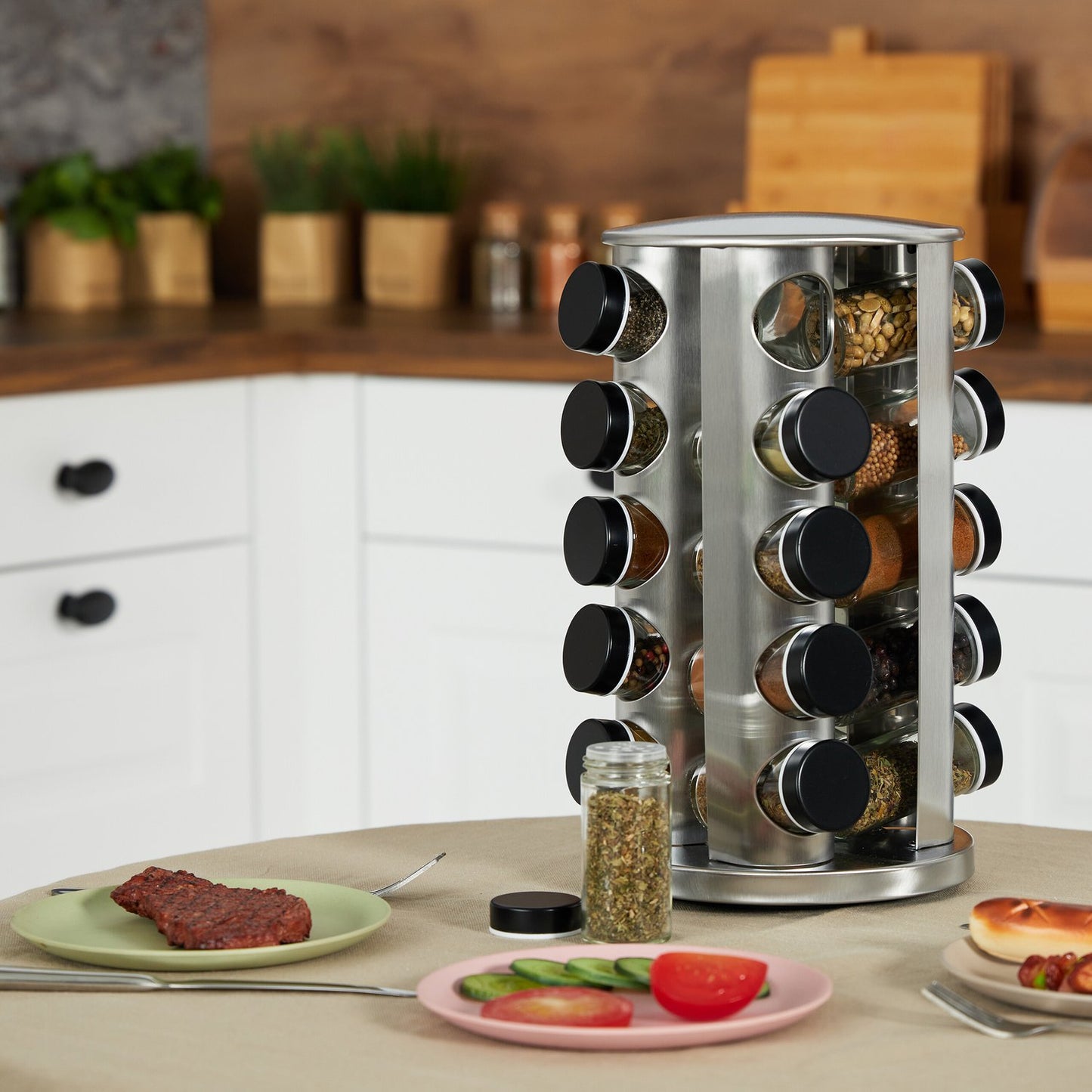 Spice carousel in stainless steel