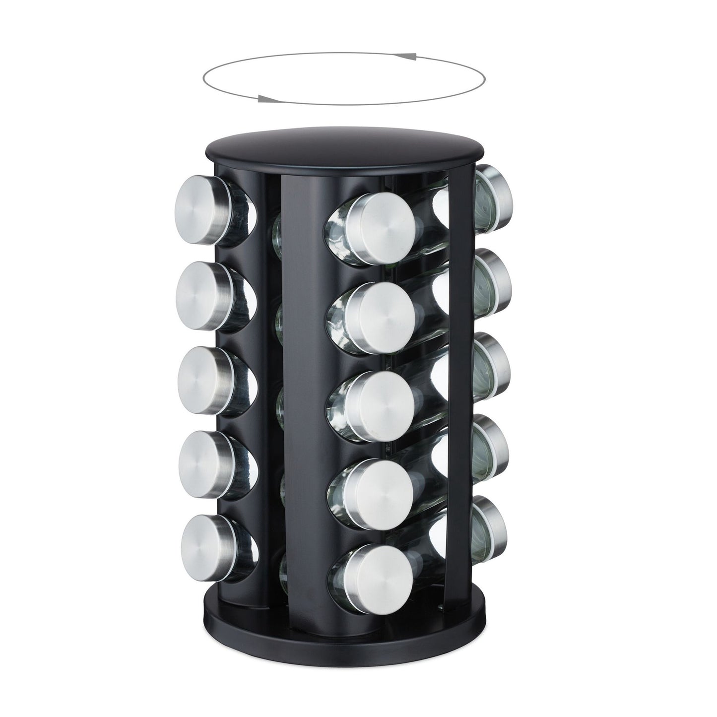 Spice carousel in stainless steel with 20 glasses