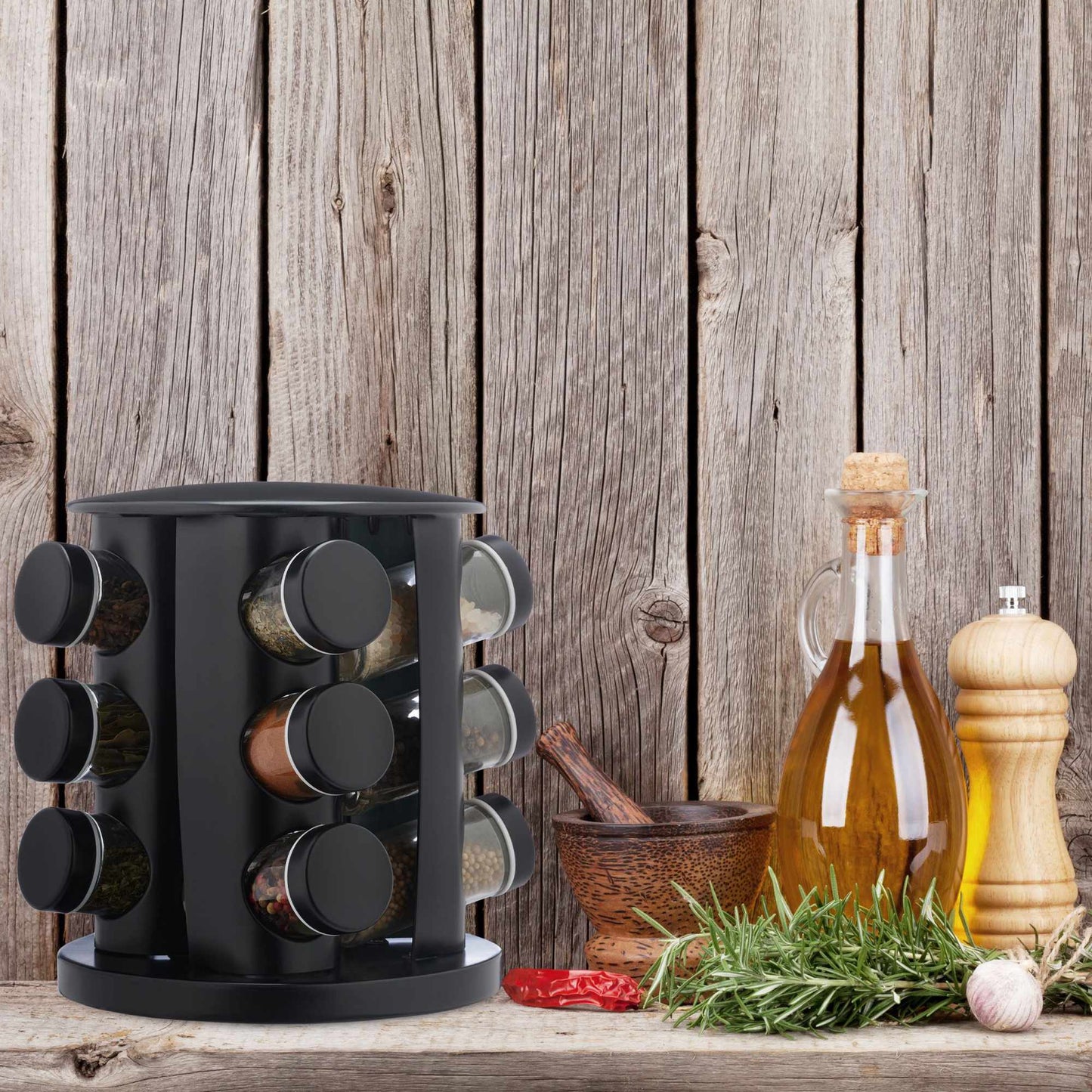 Spice carousel with 12 jars