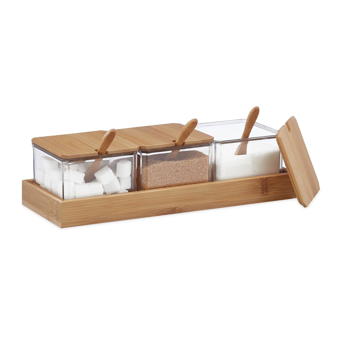 Spice container with spoon and lid