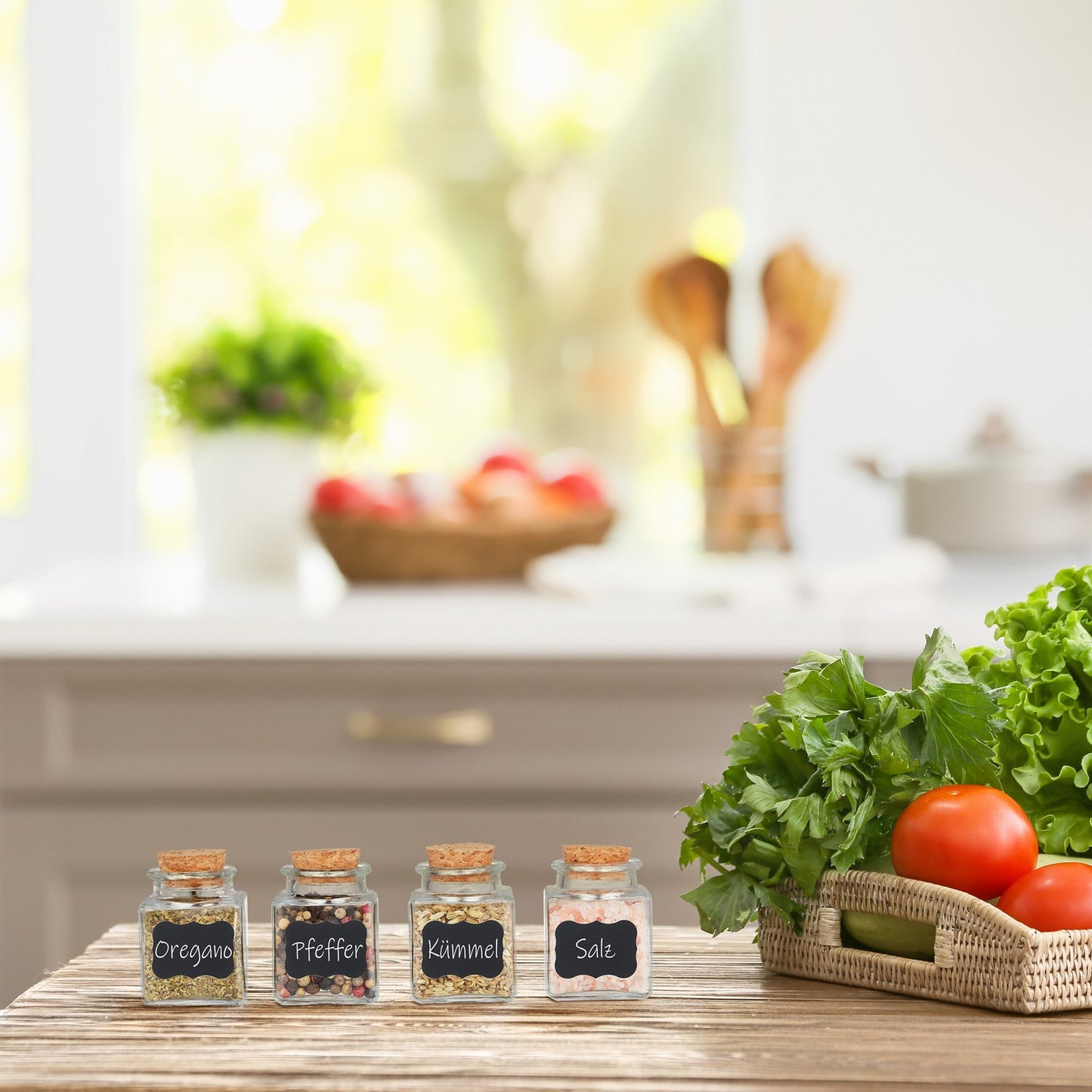 Spice jar set with cork lid