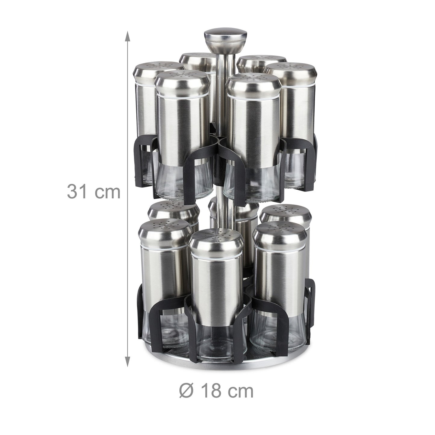 Spice rack with 12 glass jars