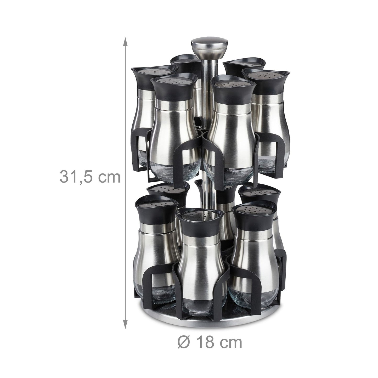 Spice rack with 12 glass jars