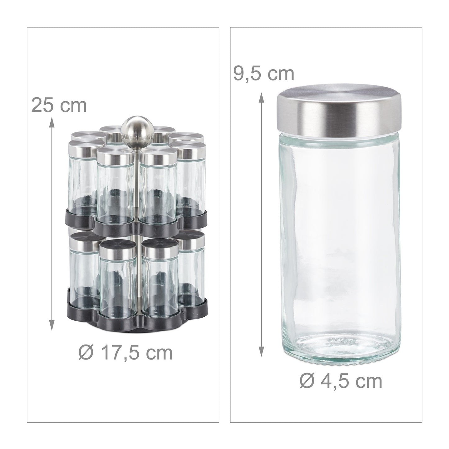 Spice rack with 16 pcs. glass jars