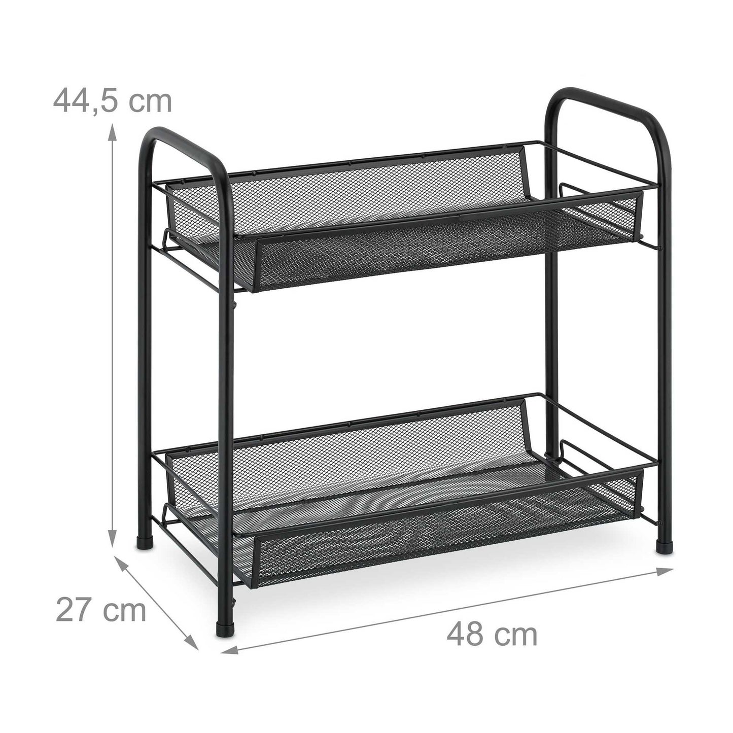 Spice rack with 2 metal shelves