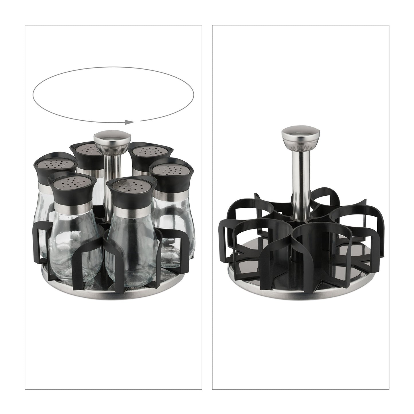 Spice rack with 6 glass jars
