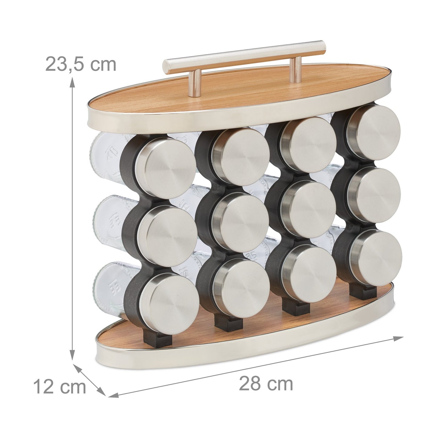 Spice shelf with 12 spice jars