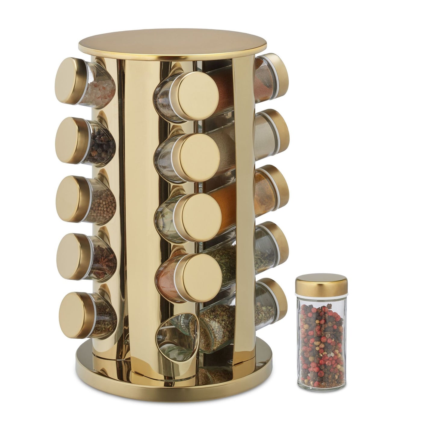 Spice shelf with 20 spice jars