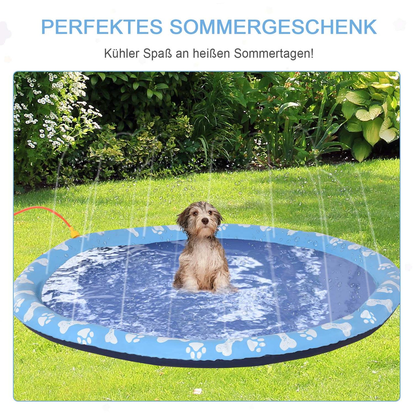 Dog Splash Sprinkler Pad - 150 cm, Anti-Slip PVC Mat