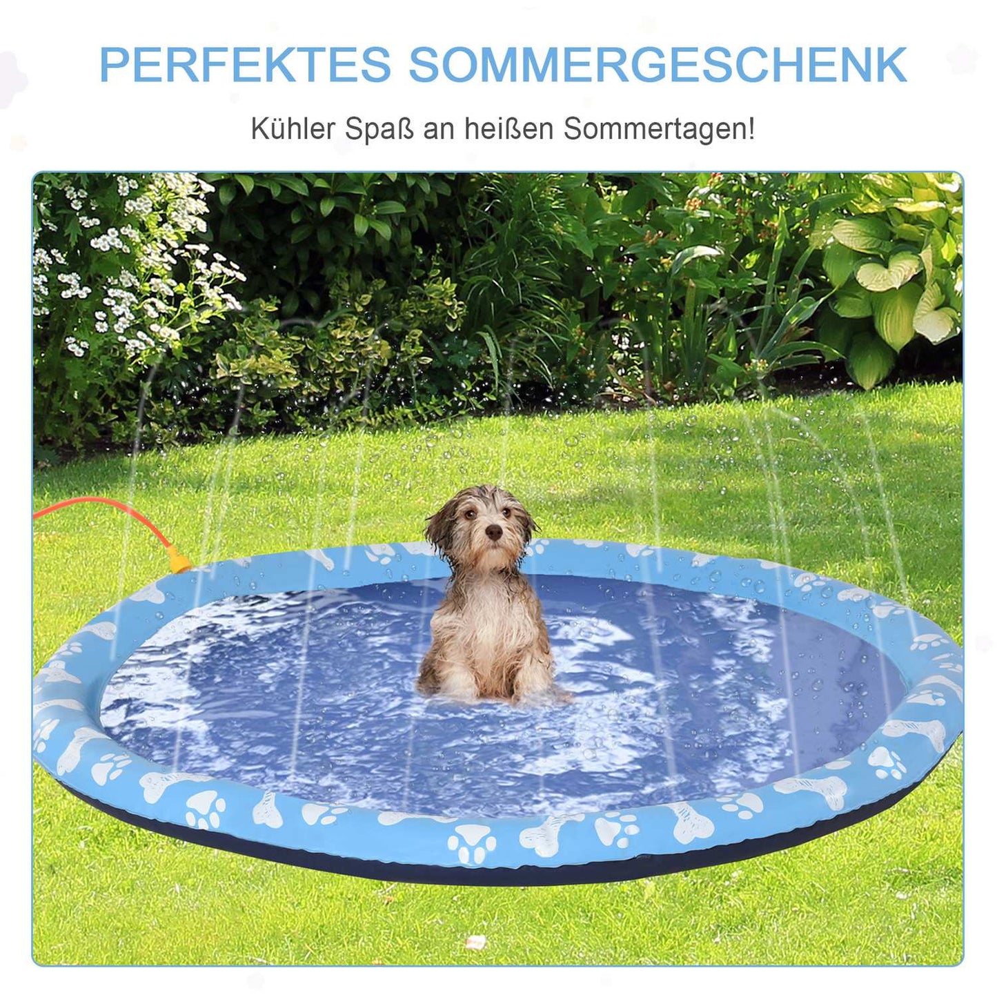 Dog Splash Sprinkler Pad, 170cm Anti-Slip PVC Mat
