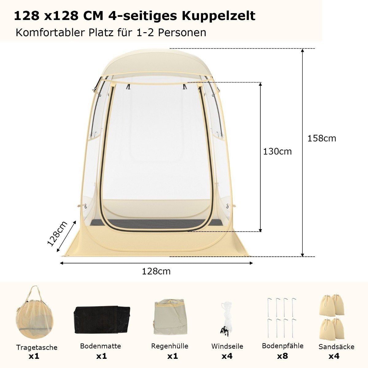 Sports tent for 1-2 people pop-up tent with weatherproof canopy portable &amp; foldable outdoor bubble tent small
