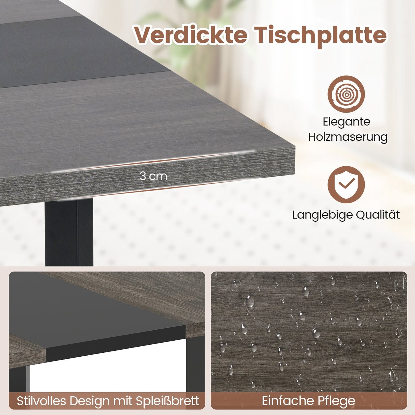 Square Conference Table, Metal Frame, Seats 4, Gray