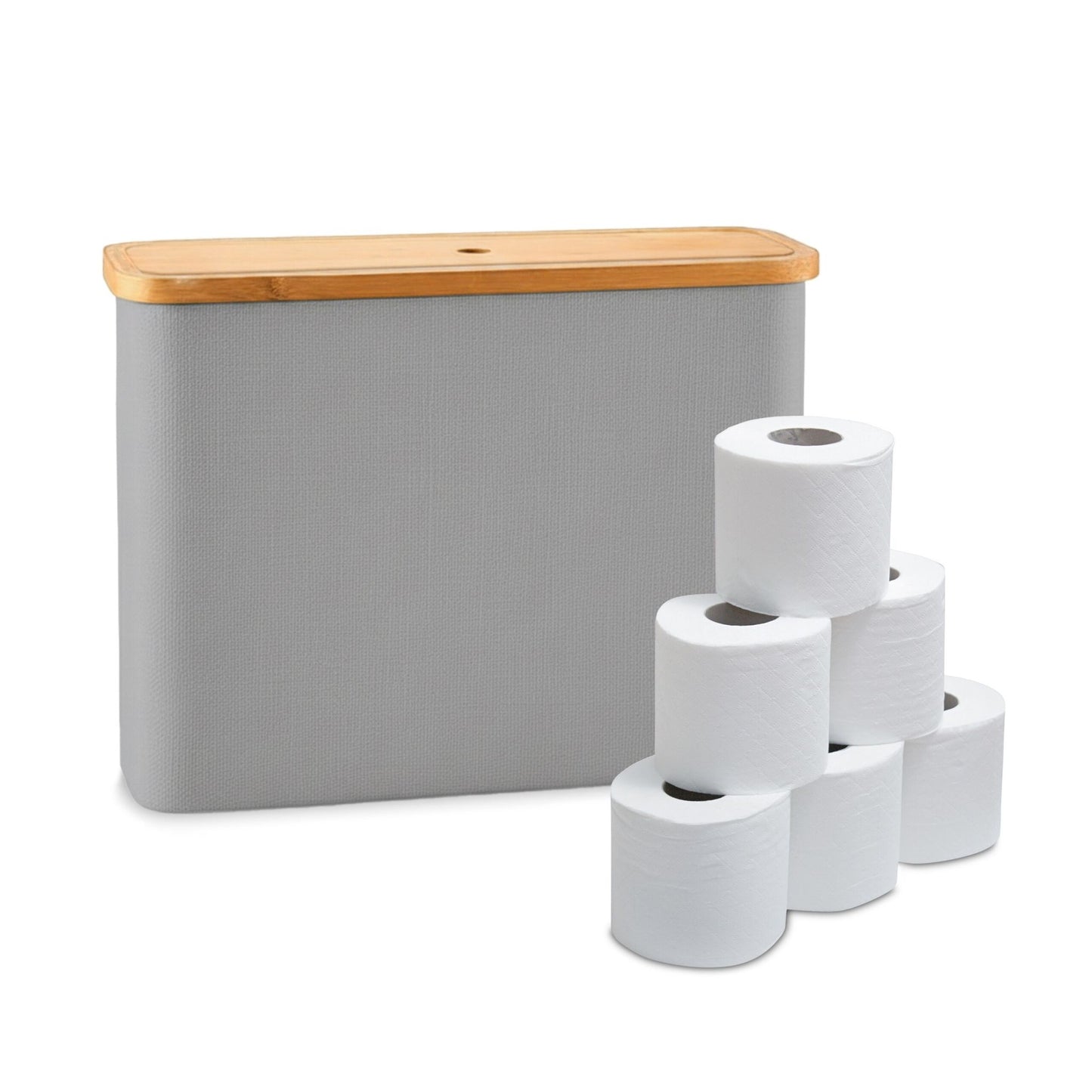 Square Fabric Toilet Roll Holder, Holds 12 Rolls