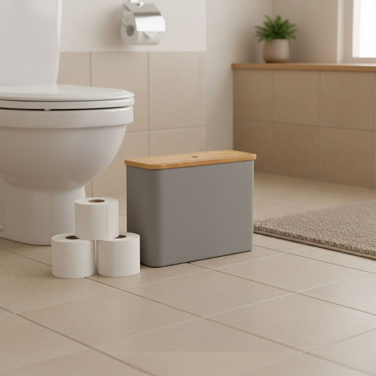 Square Fabric Toilet Roll Holder, Holds 12 Rolls