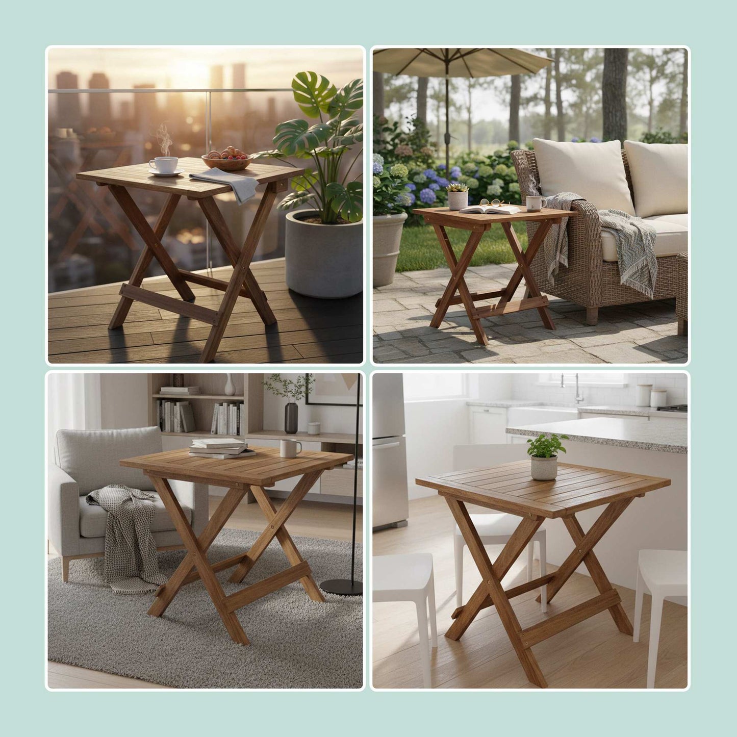 Square Folding Acacia Table – Indoor/Outdoor Use