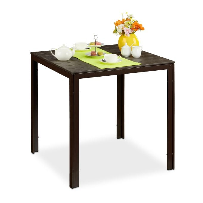 Square Garden Table with Wood Effect