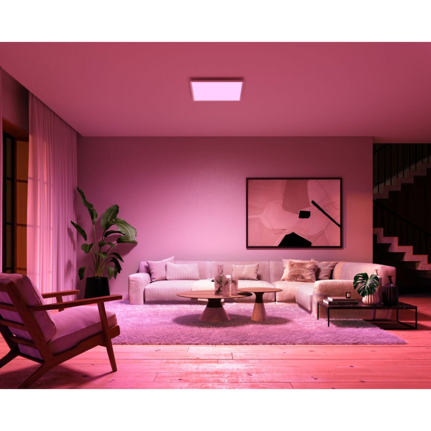 Square LED Ceiling Panel, White & Color, Bluetooth Control