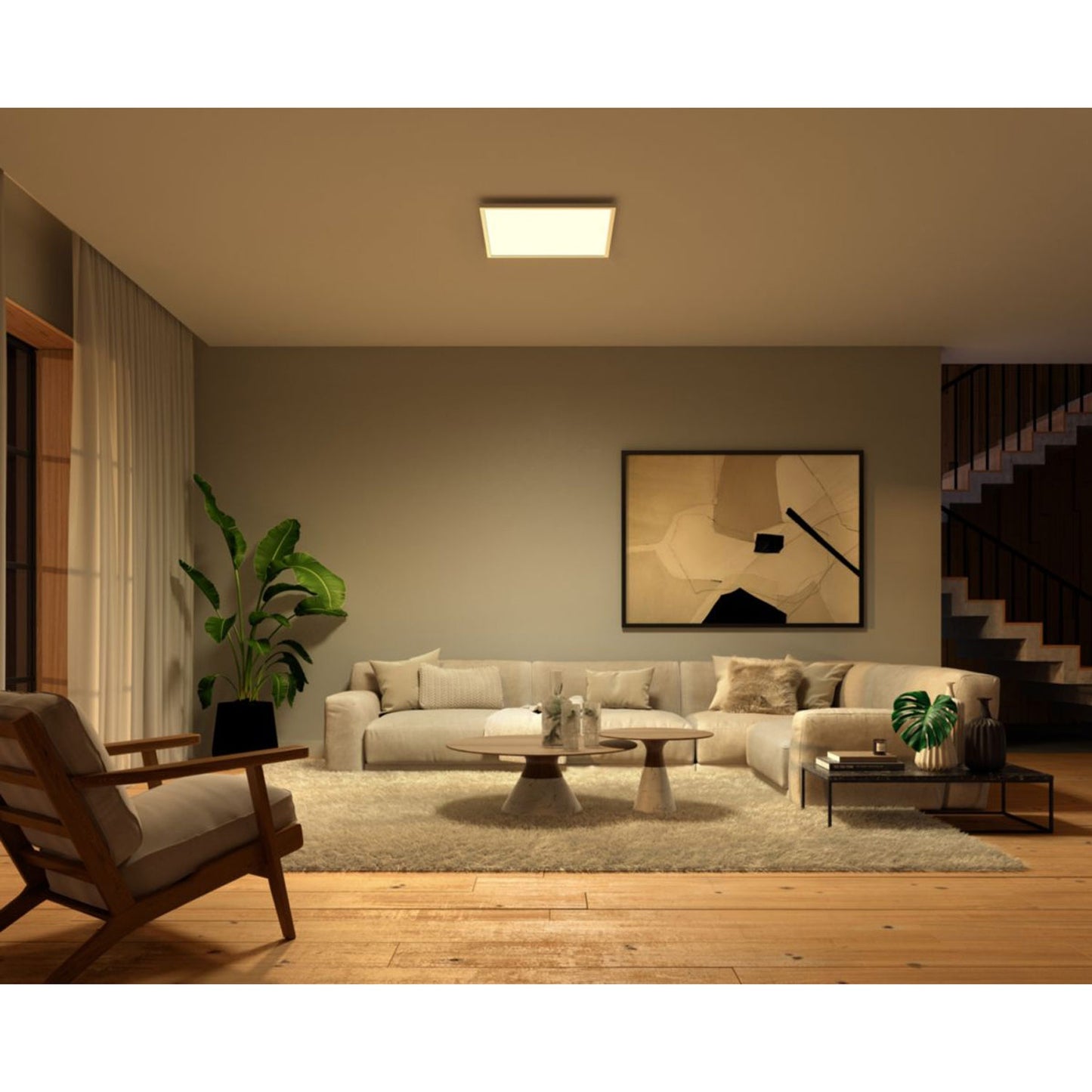 Square LED Ceiling Panel, White & Color, Bluetooth Control