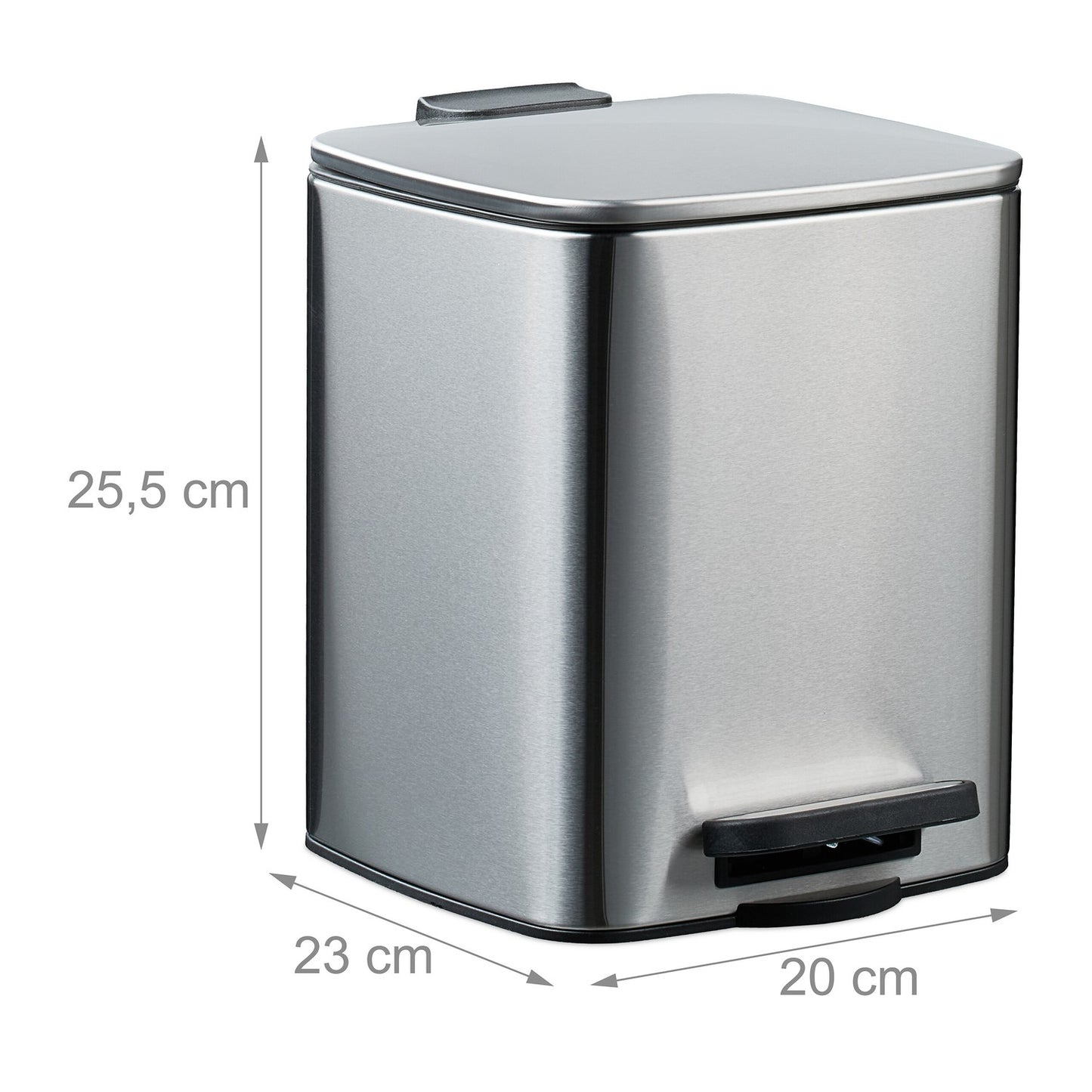 Square Pedal Bin 6L with Liners – Soft-Close, Hands-Free