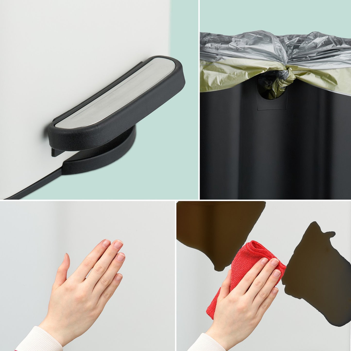 Square Pedal Bin 8L with Soft-Close Lid and Liners