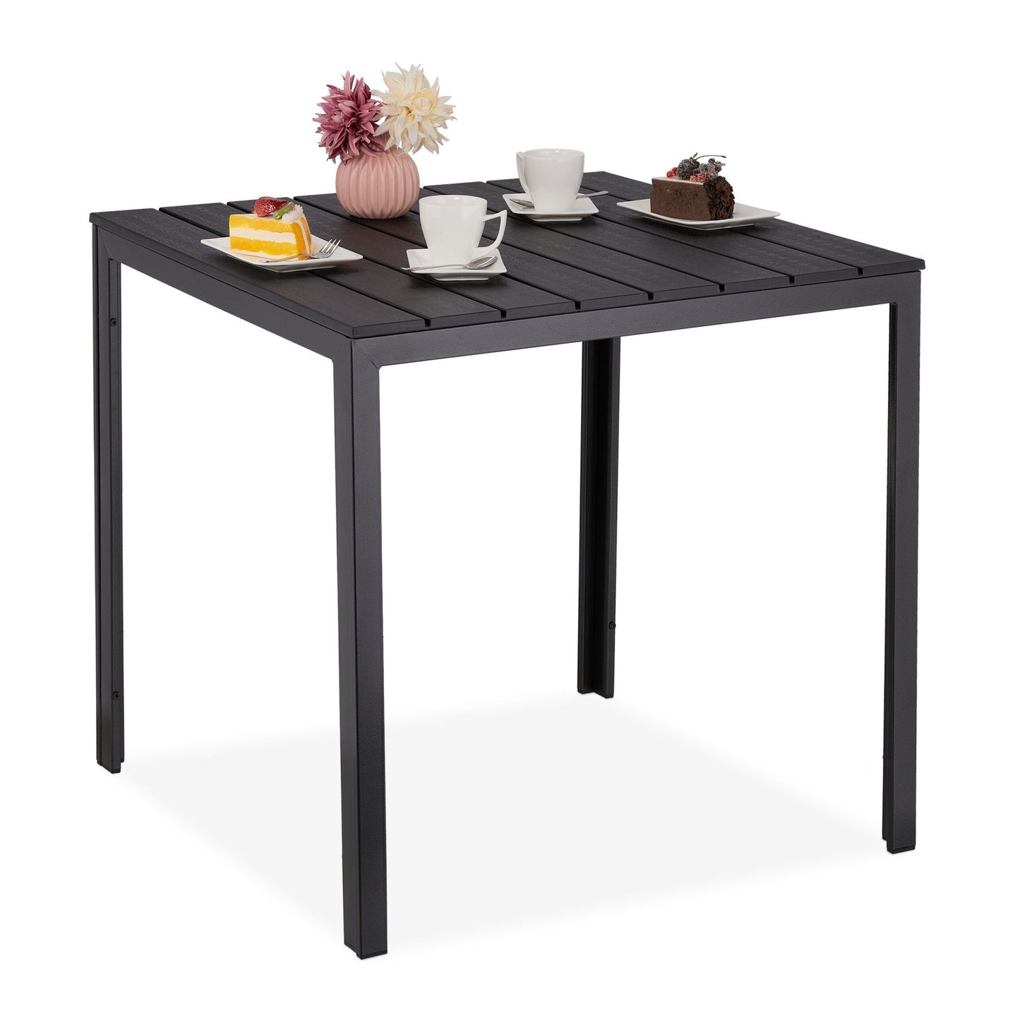 Square garden table in wood look