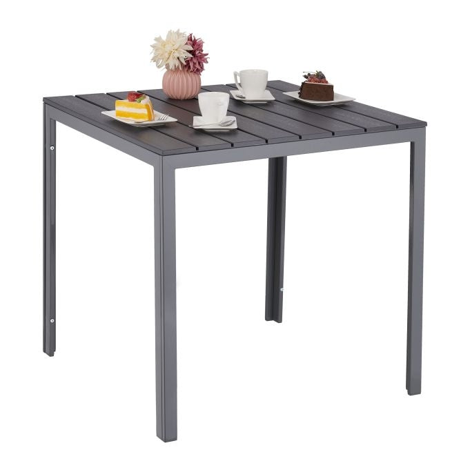 Square garden table in wood look