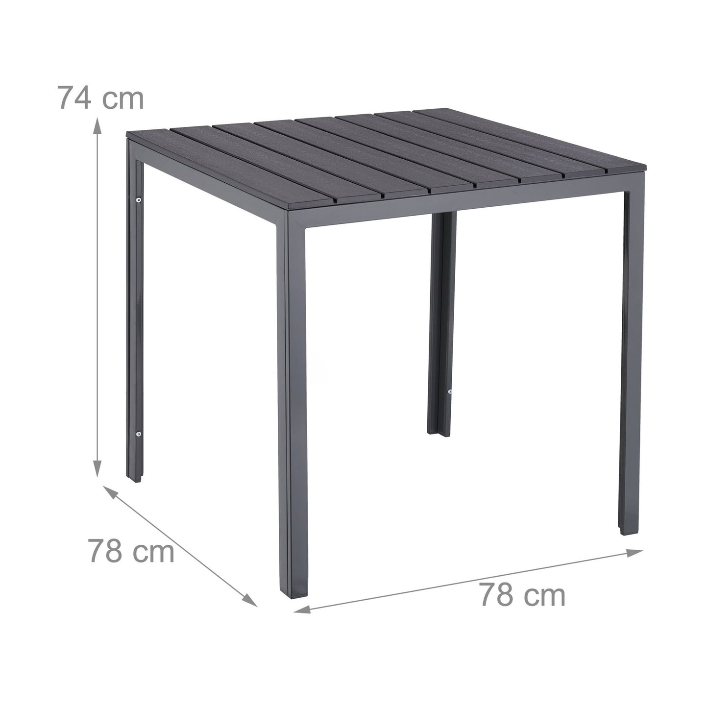 Square garden table in wood look