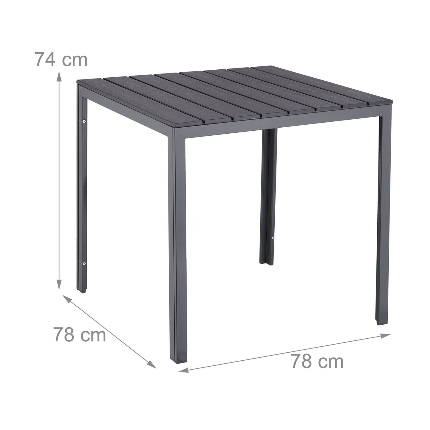 Square garden table in wood look