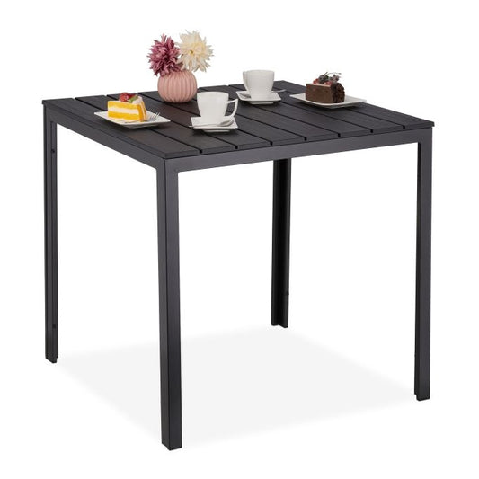 Square garden table in wood look