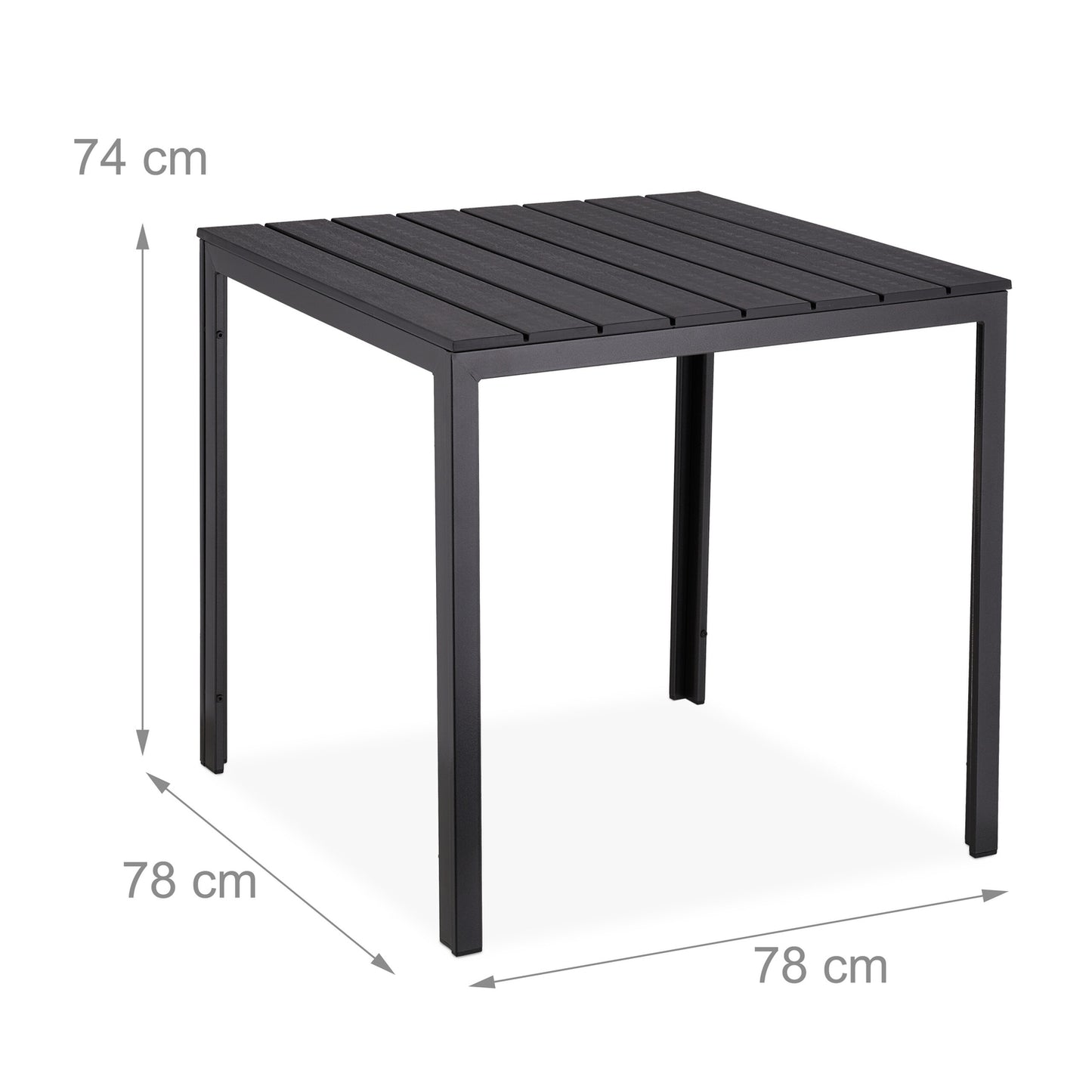 Square garden table in wood look