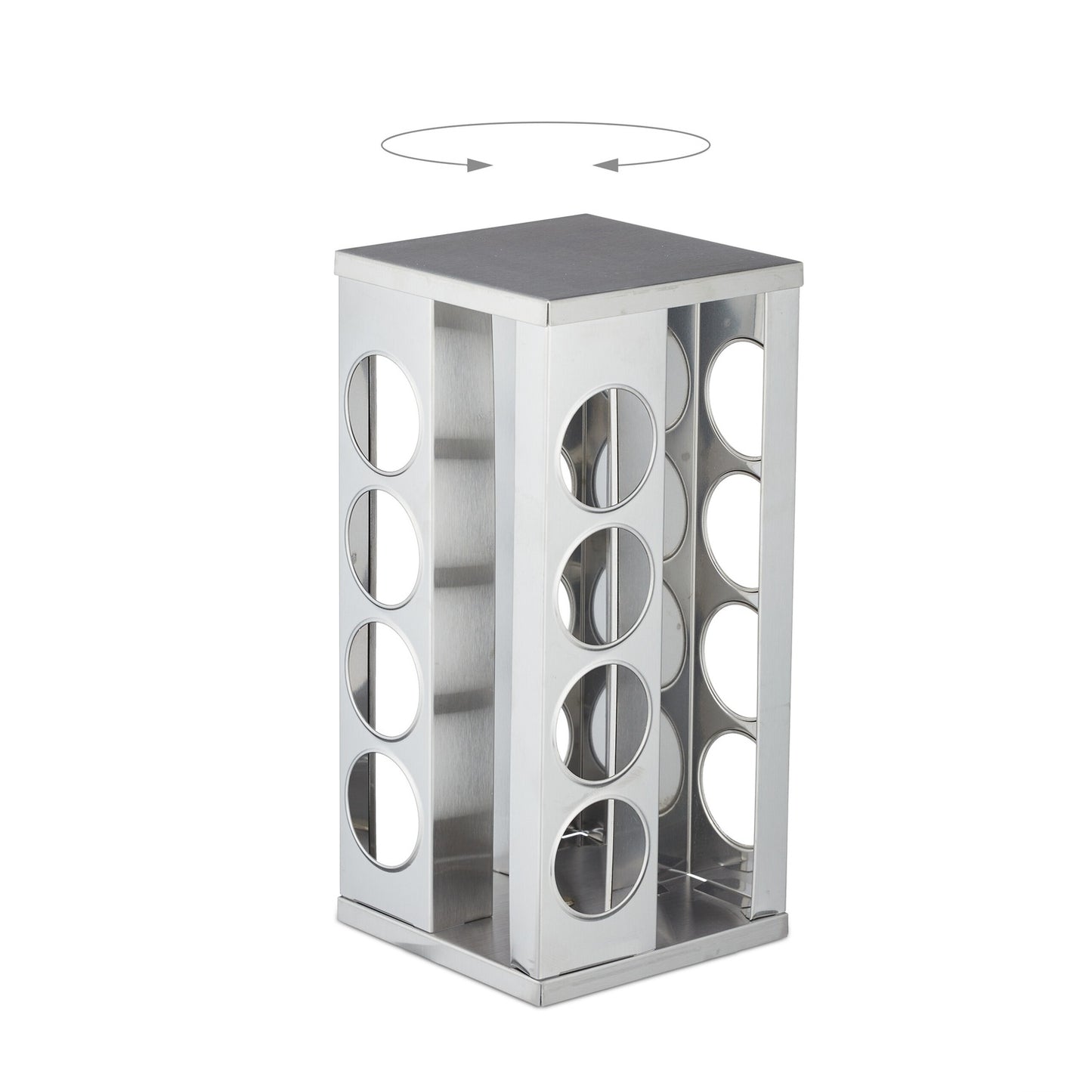 Square spice carousel with 16 glasses