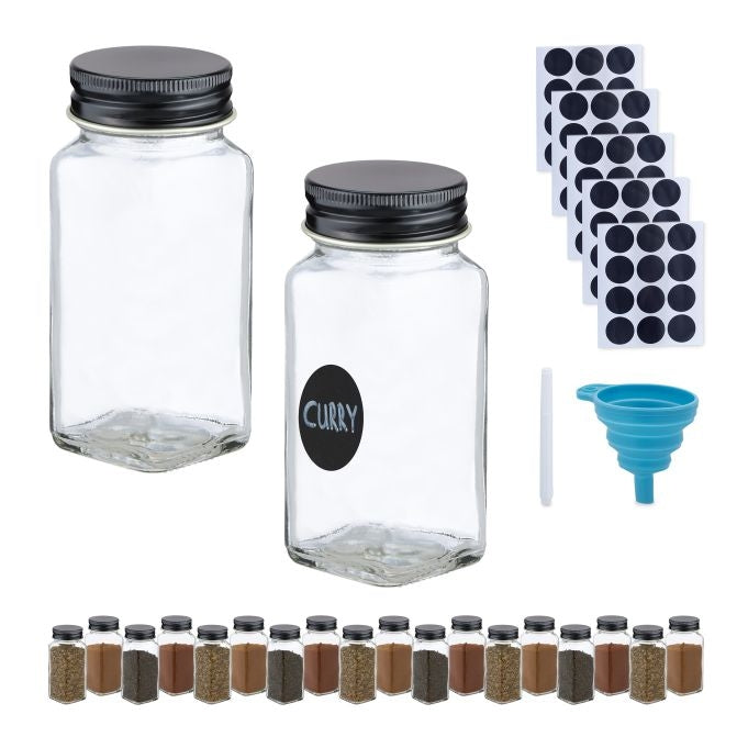 Square stainless steel spice jars