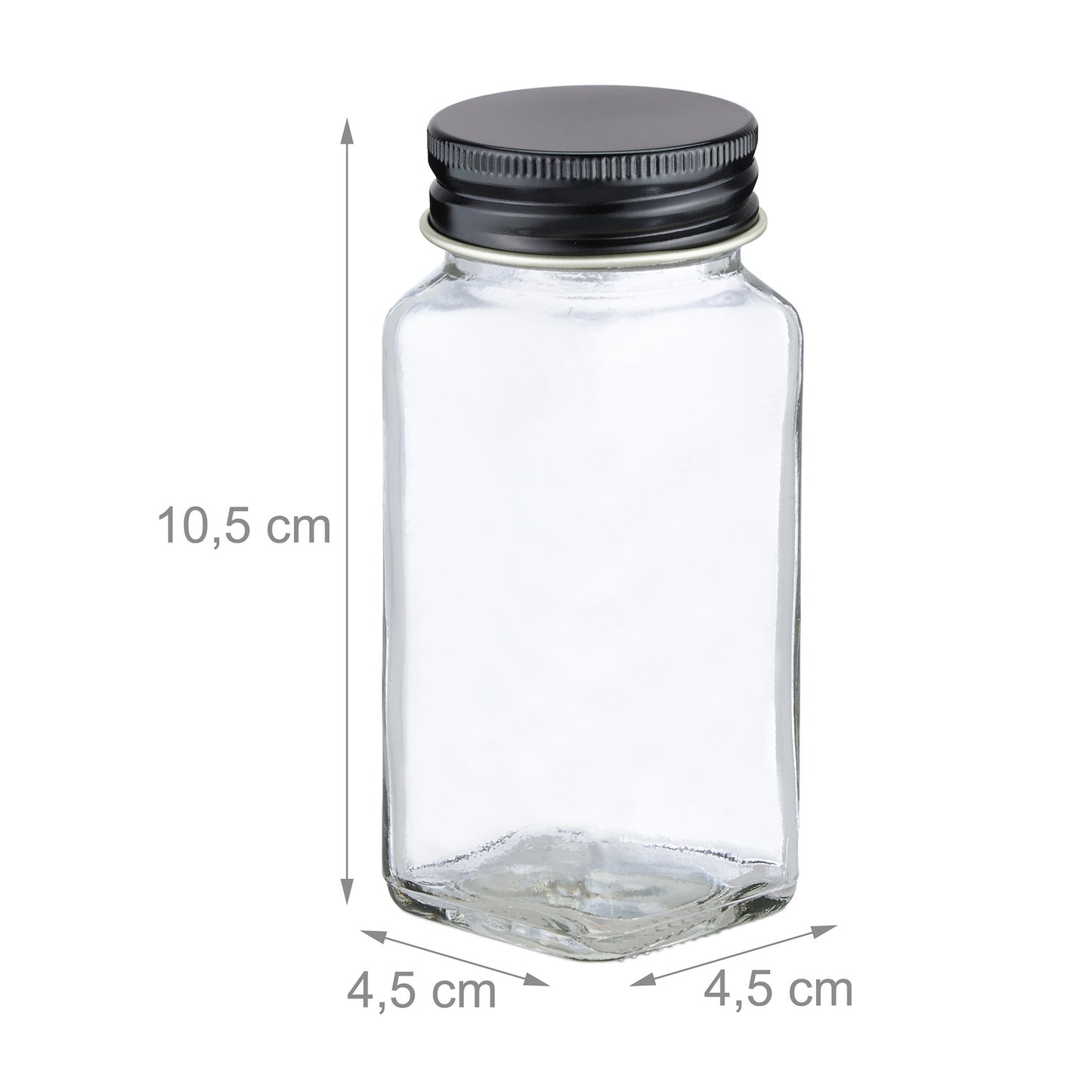 Square stainless steel spice jars