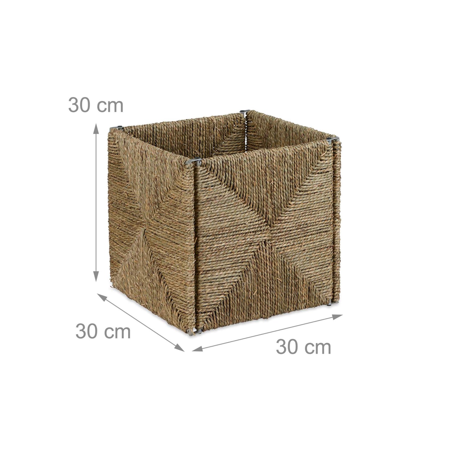Square storage basket in seaweed