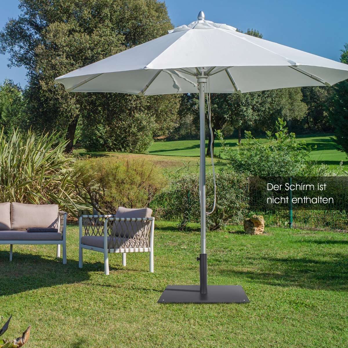 Square umbrella holder of 50 cm parasol base with foot pads Black