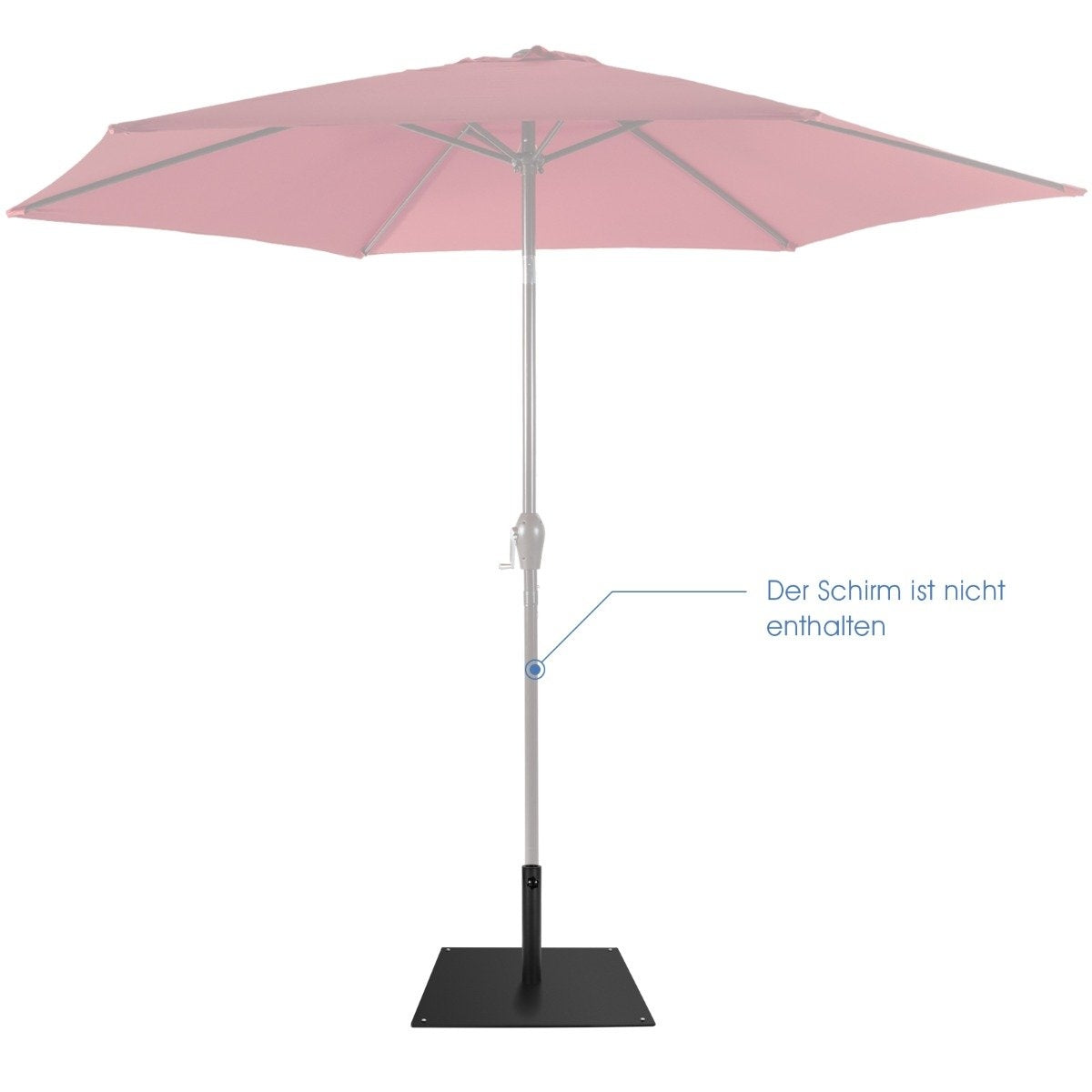 Square umbrella holder of 50 cm parasol base with foot pads Black