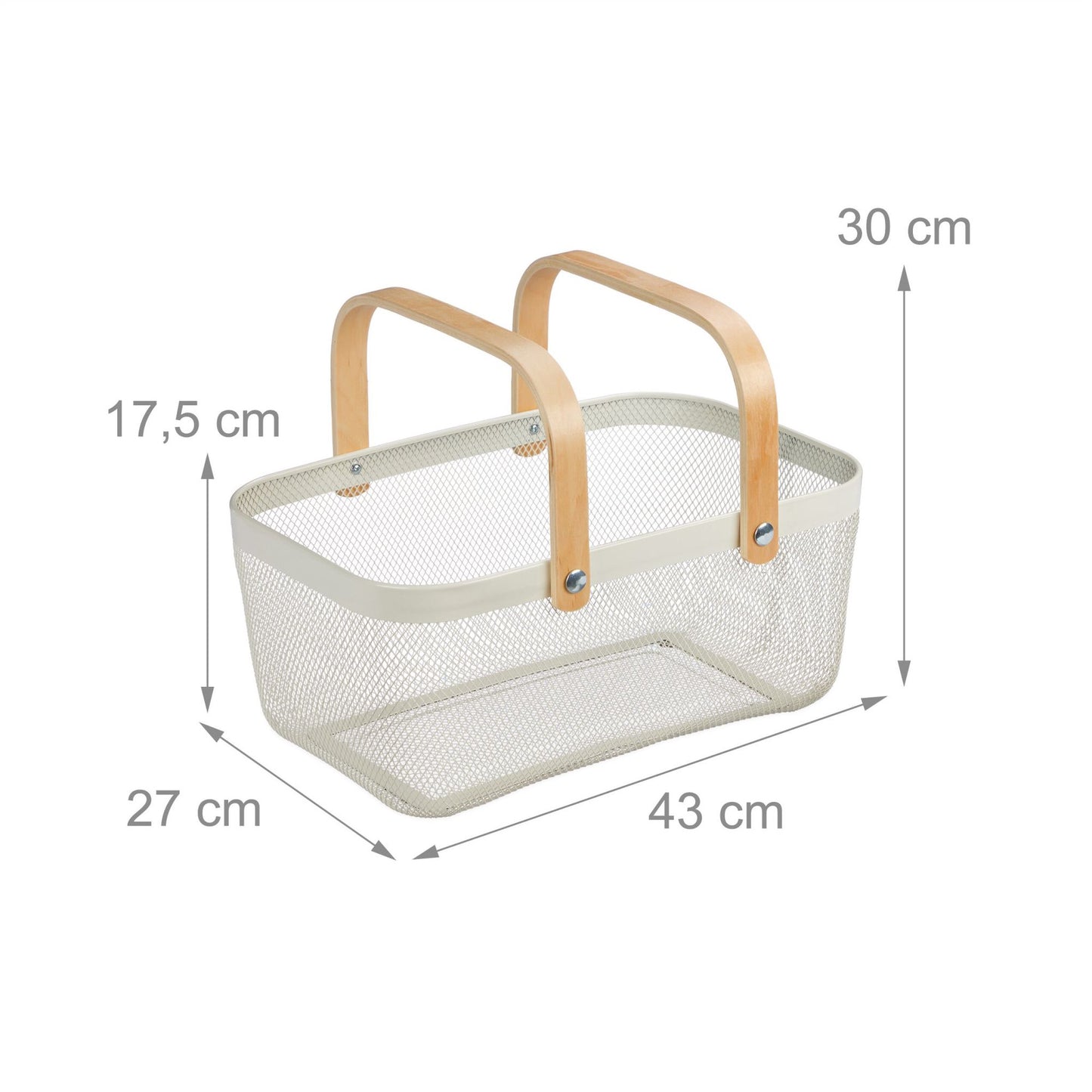 Square wire basket with handle