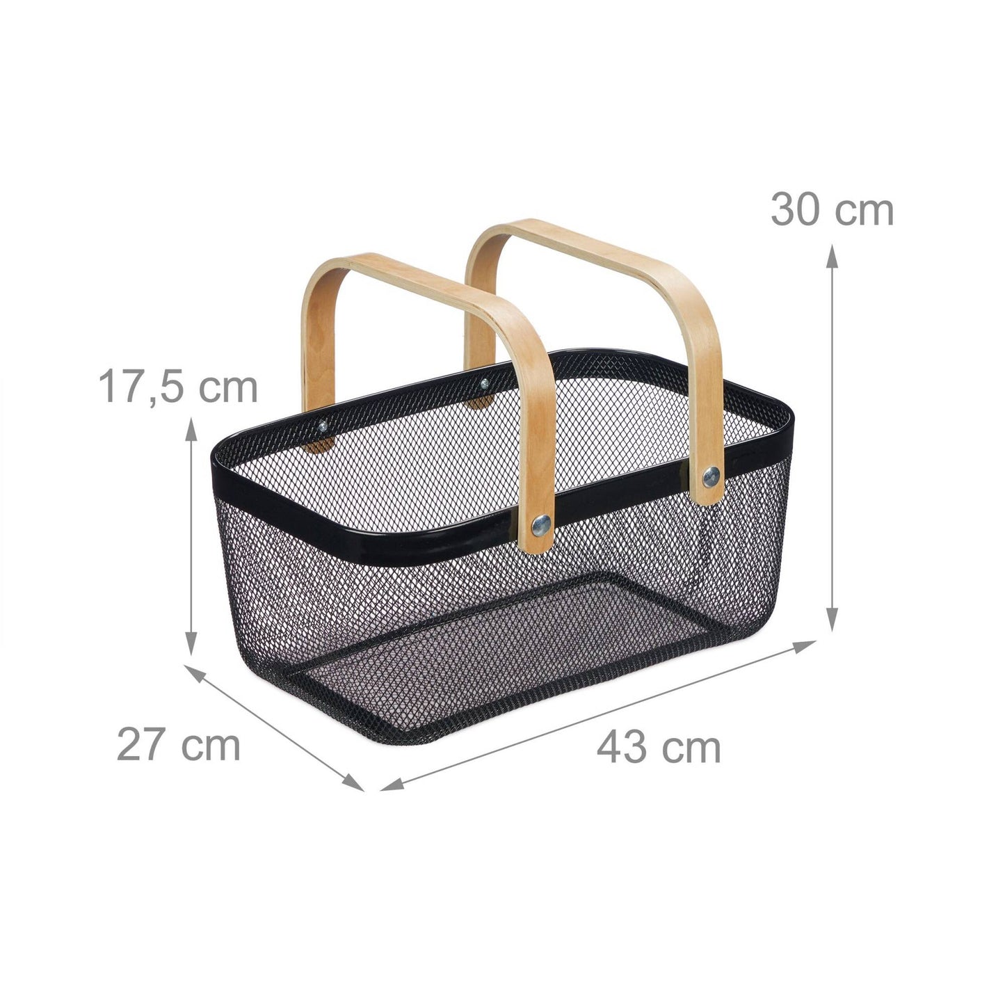Square wire basket with handle