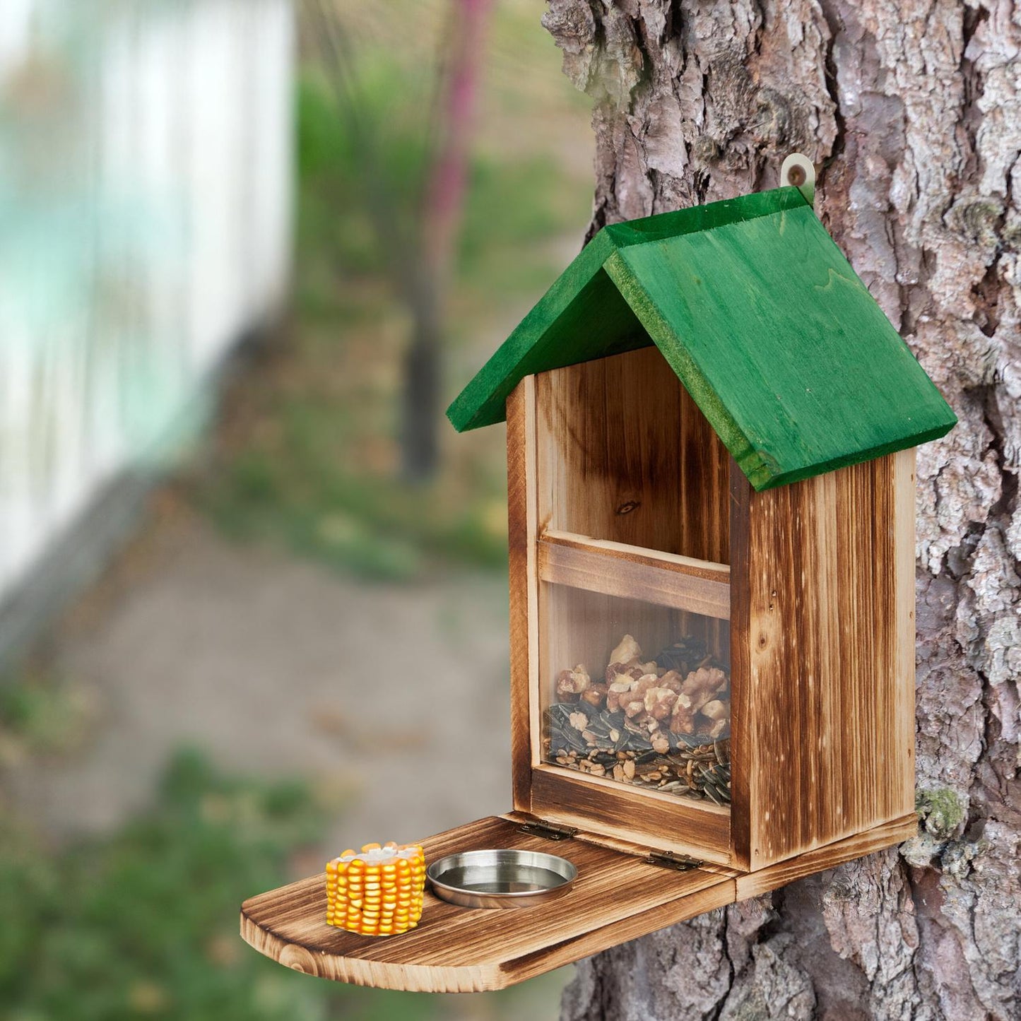 Squirrel Feeder with Corn Cob Holder and Water Bowl