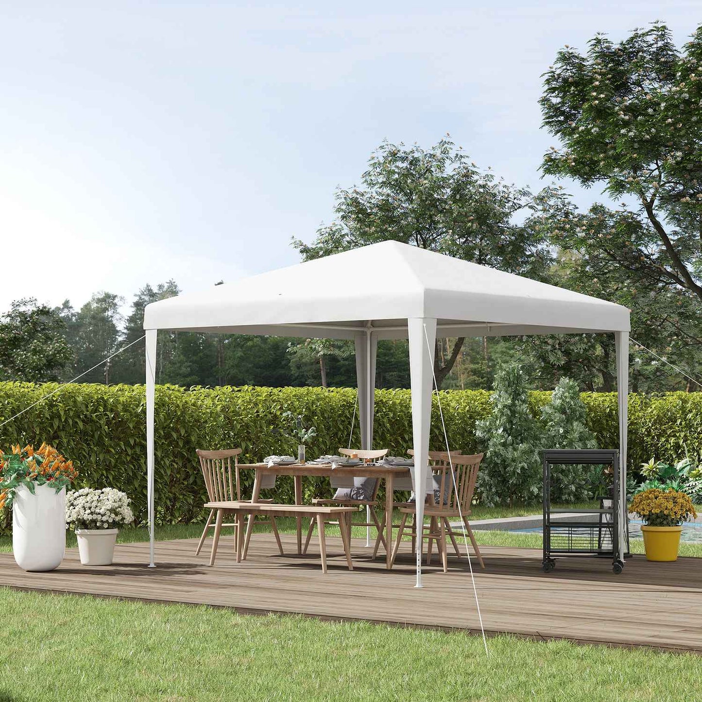 Marquee, 2.7x2.7M, Stable Steel Frame, White Tarpaulin