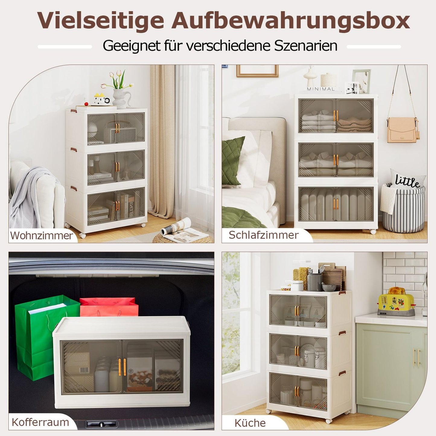 Stackable 213L Storage Boxes with Wheels & Doors