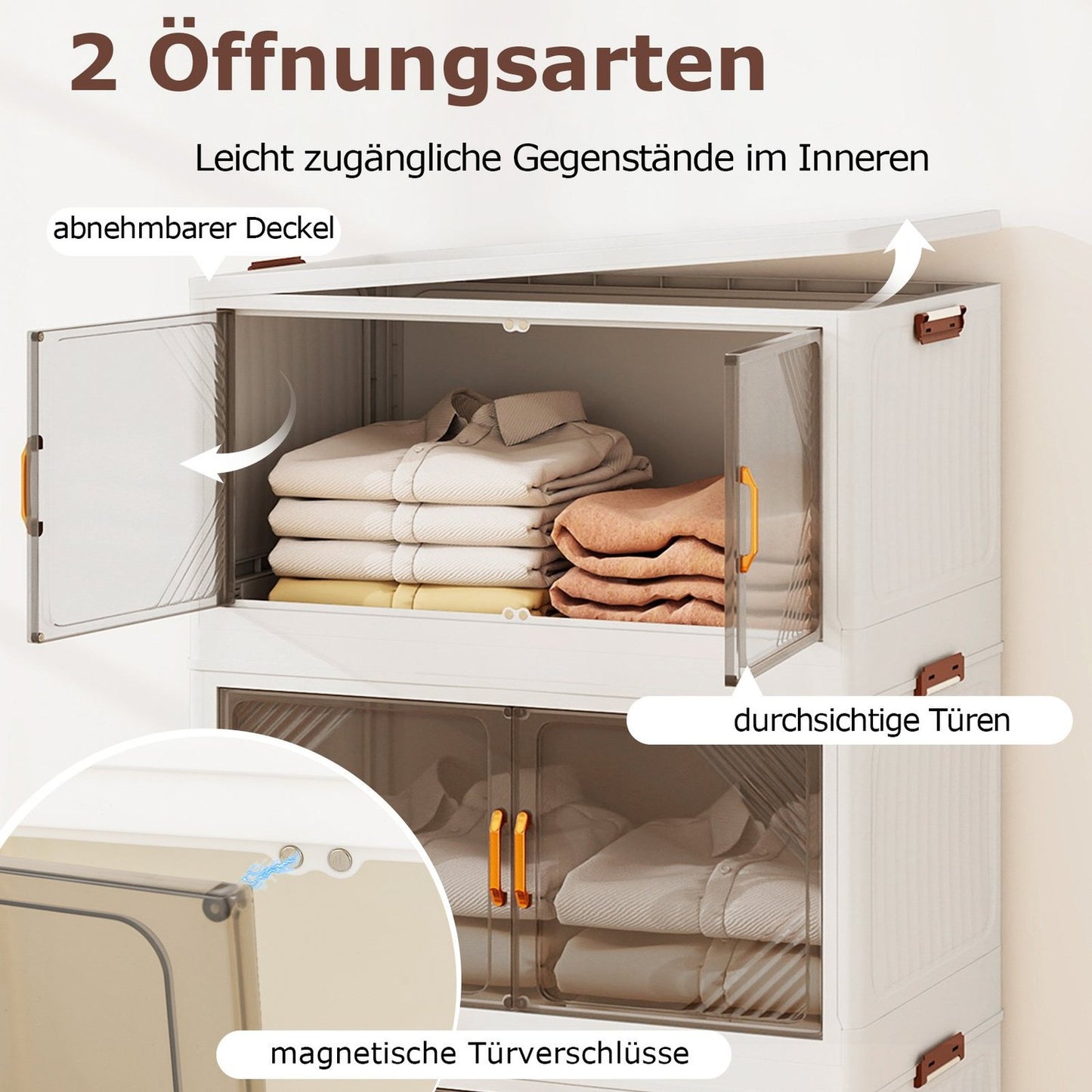 Stackable 213L Storage Boxes with Wheels & Doors