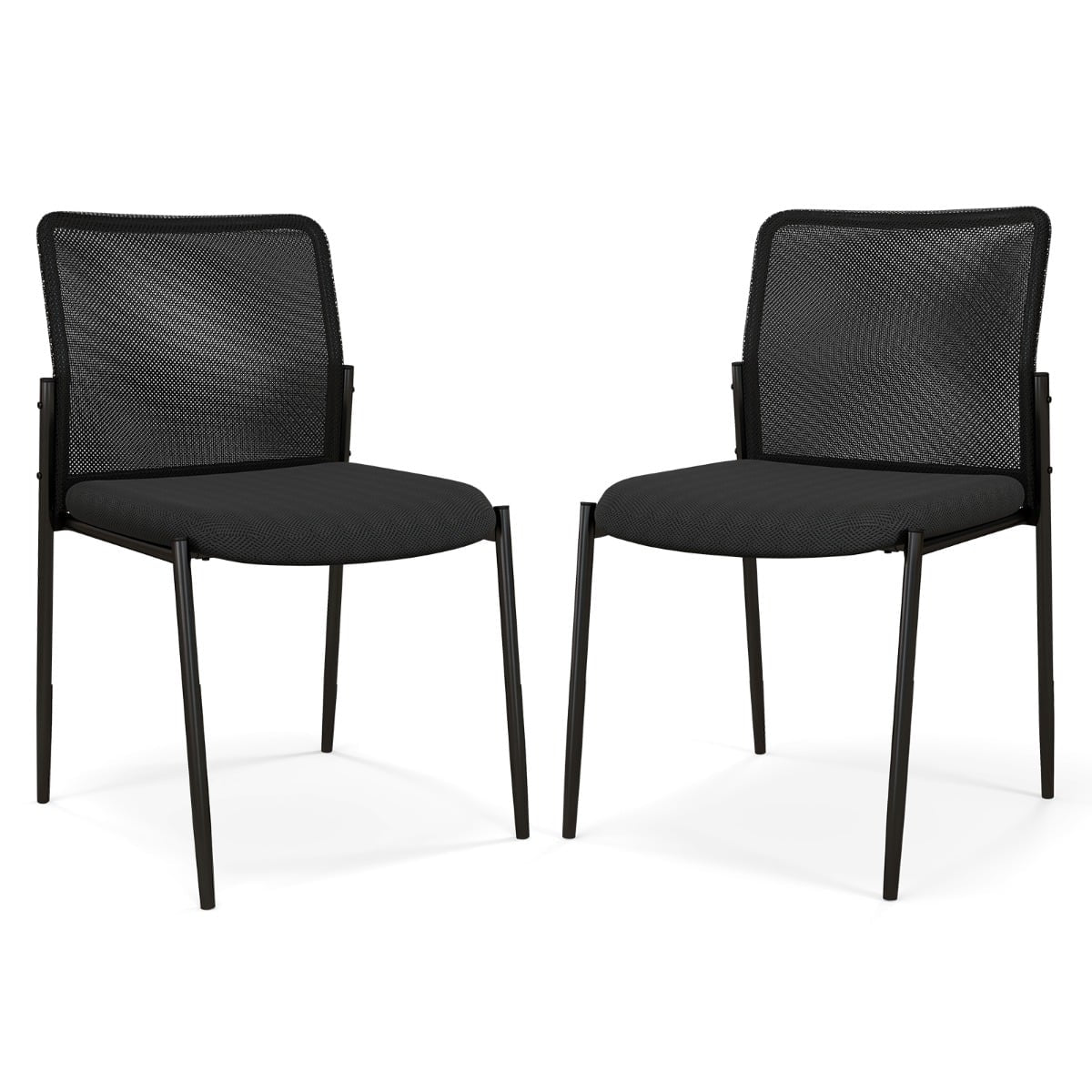 Stackable Conference Chairs, Set of 2, Black, No Armrests
