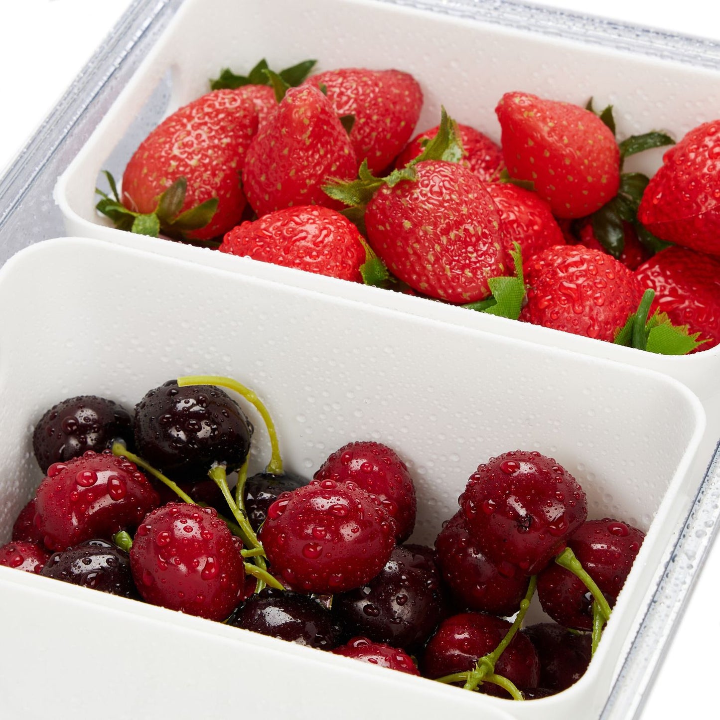Stackable Fridge Boxes with 3 Drainage Baskets