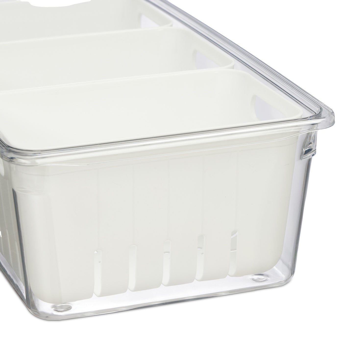 Stackable Fridge Organizer with 3 Drainage Baskets