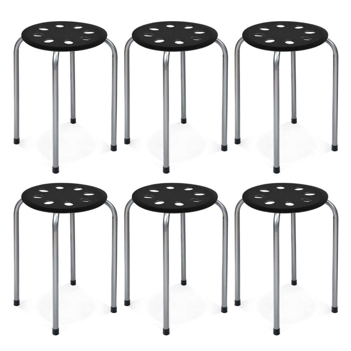 Stackable Metal Stools, 6-Pack, Round Seat, 30x30x44.5 cm
