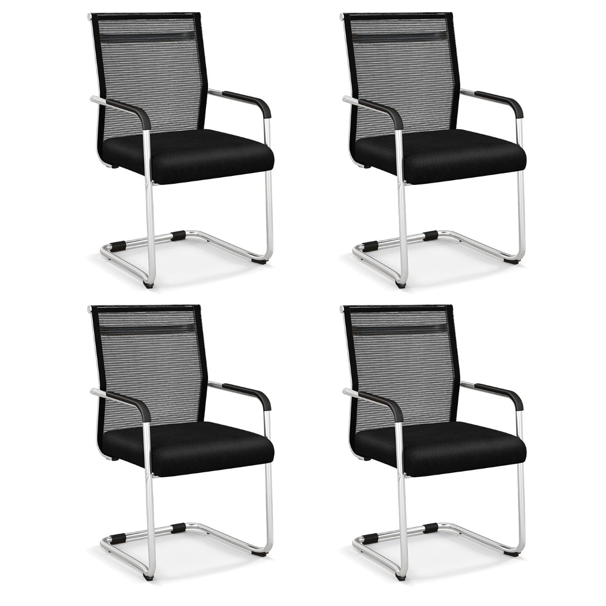 Stackable Office Chairs 4-Pack, Breathable Mesh, Black